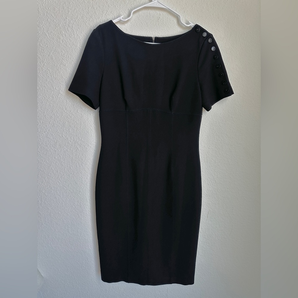 Burberry London Sheath Dress Black 10 Office Career Knee long‎